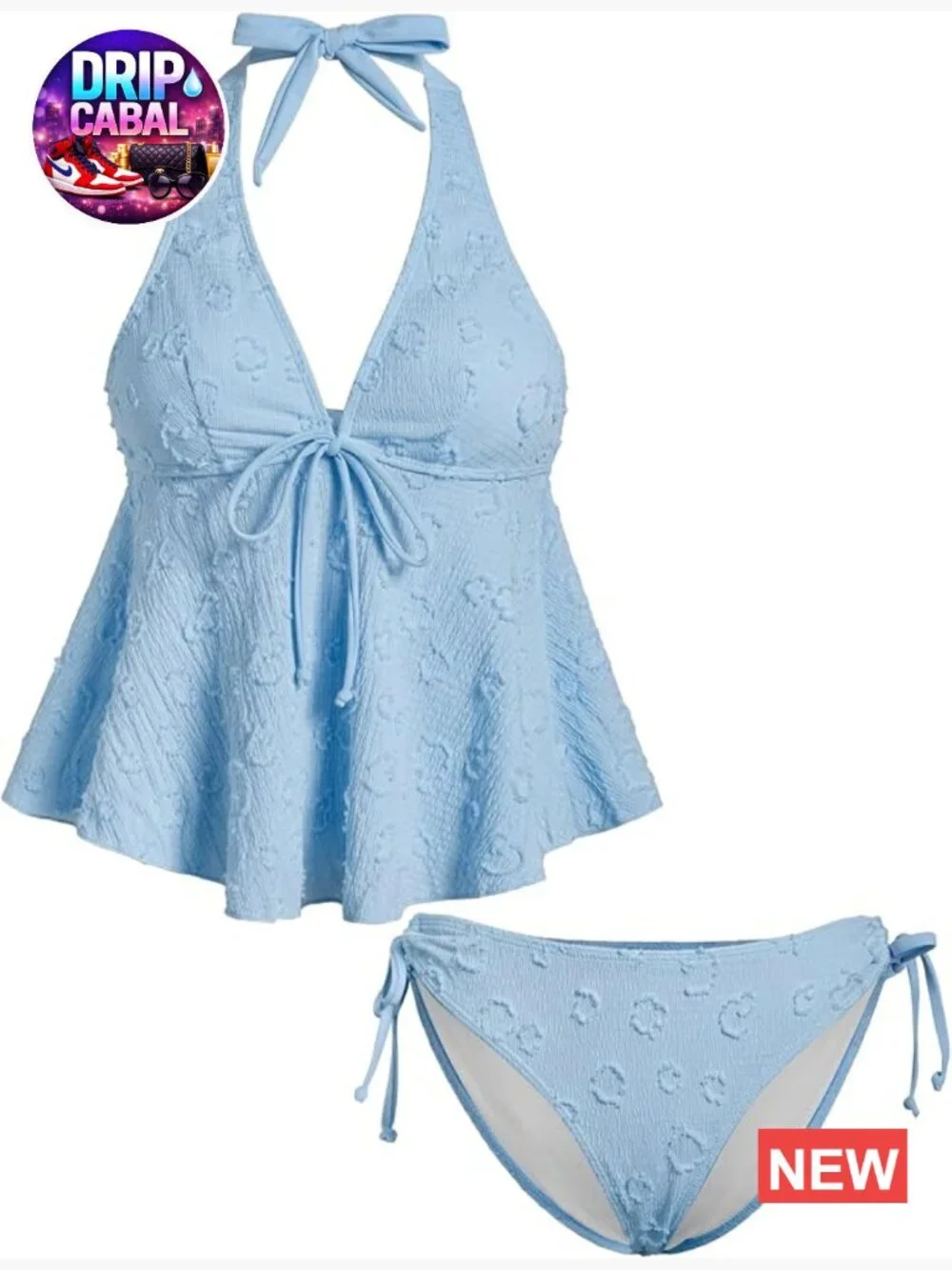 Women's Tankini Swimsuits Textured Flowy Halter Bikini Set Tummy Control Modest
